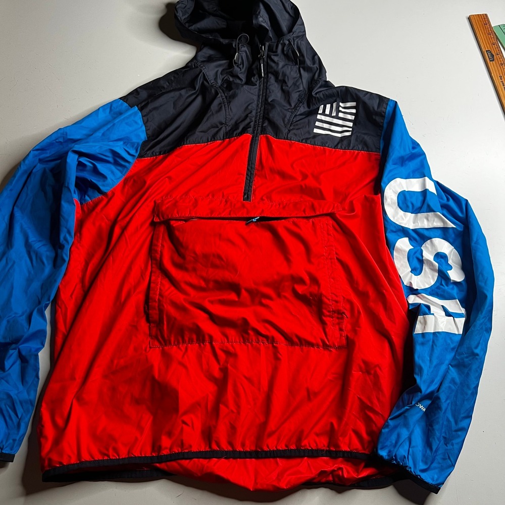 The North Face IC USA Windbreaker Anorak Red Blue Half Zip Pullover Mens XL